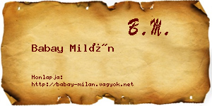 Babay Milán névjegykártya