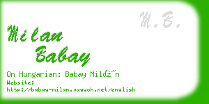 milan babay business card